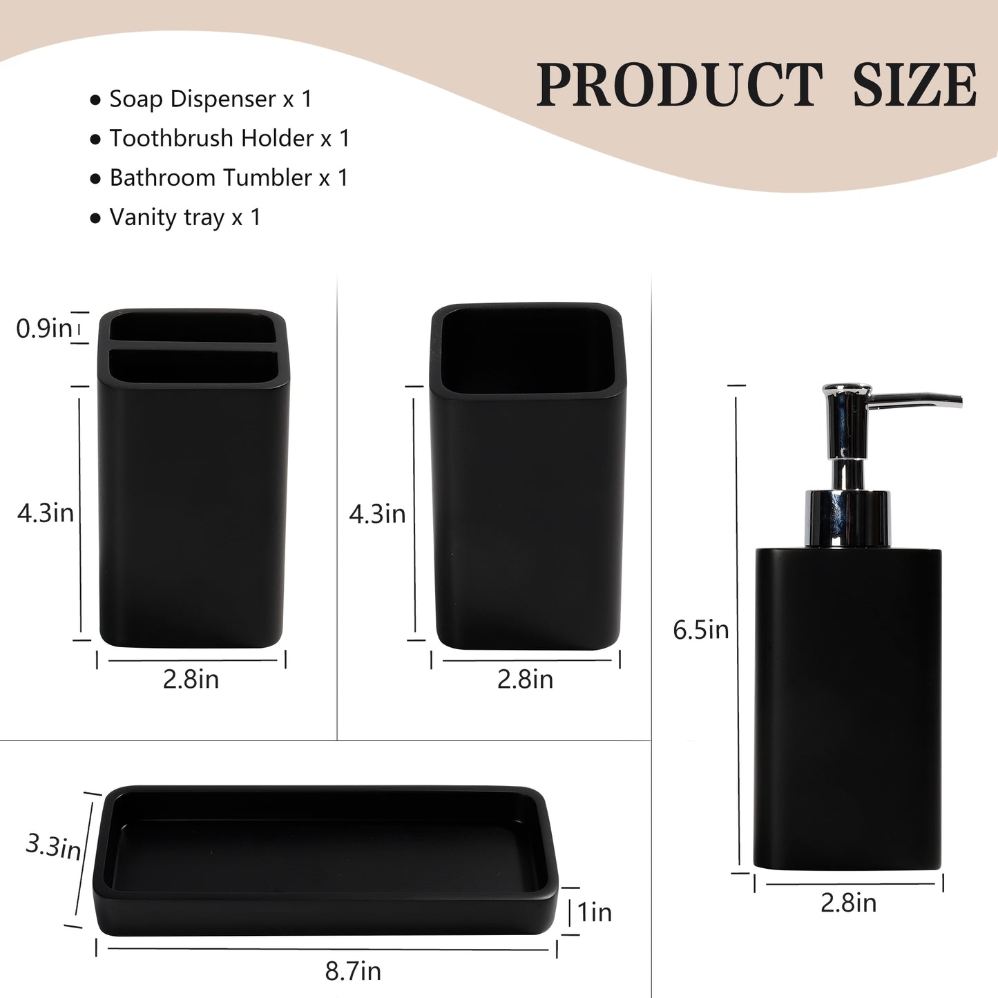 Bathroom Accessories Set, 4 Pcs Bathroom Accessory Set